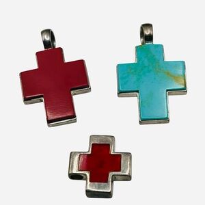 Bundle of Three Sterling Resin Cross Pendants Price Firm